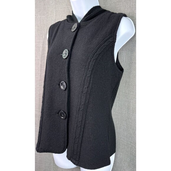 Coldwater Creek Women's Wool Blend Hooded Sweater Vest Size XS Black - Picture 3 of 9